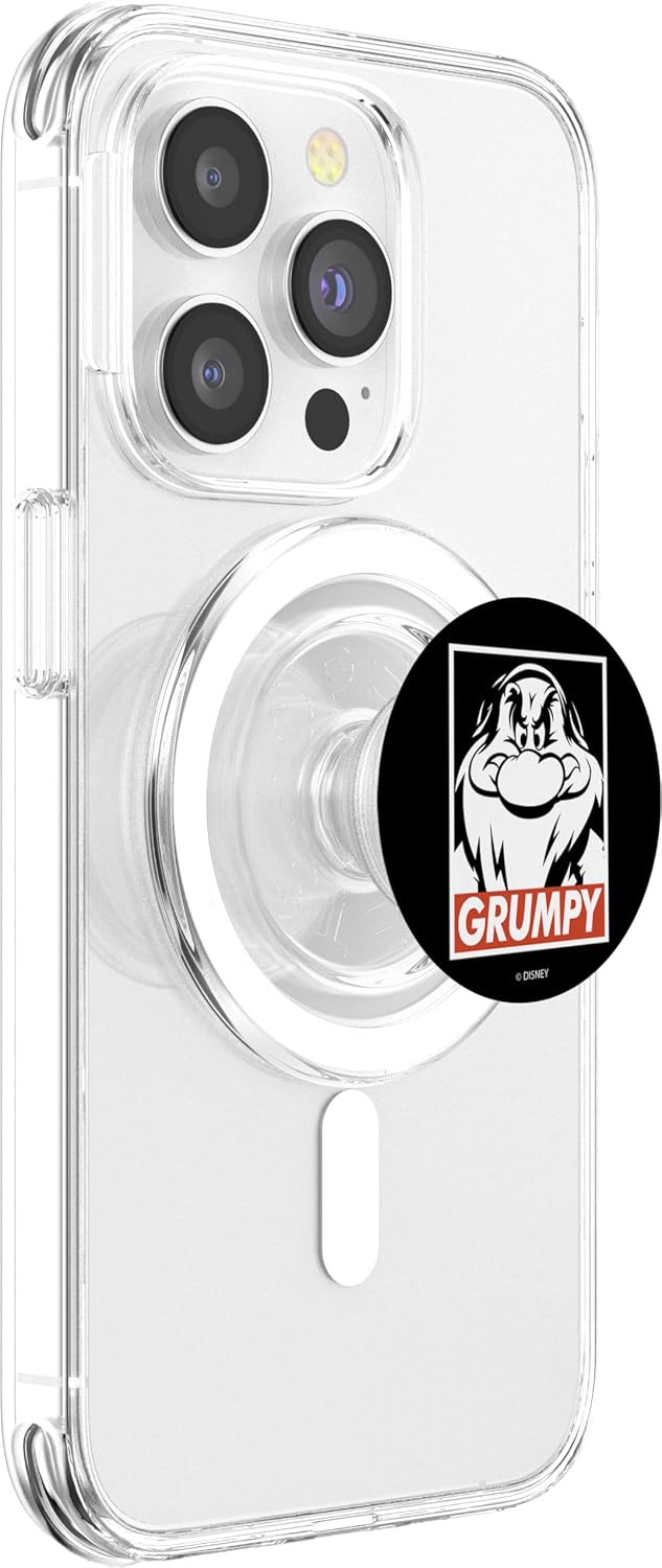 Disney Snow White Grumpy Black & White Stencil Poster PopSockets MagSafe PopGrip for iPhone