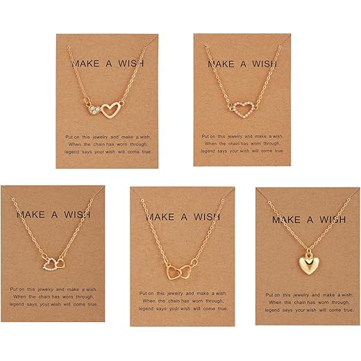Stylish Crystal Heart Necklace Set 5 Pcs