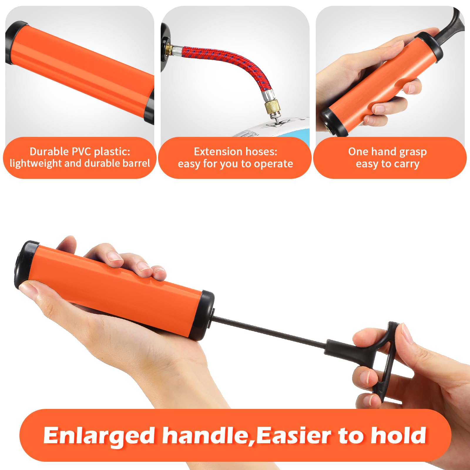 Chumia Ballpumpen, Luftpumpe, Großpackung für Bälle mit Nadel, Düse, Verlängerungsschlauch, Sportball, Werkzeug für Fußball, Basketball, Fußball, Volleyball, Orange, Grün, 8 Sets
