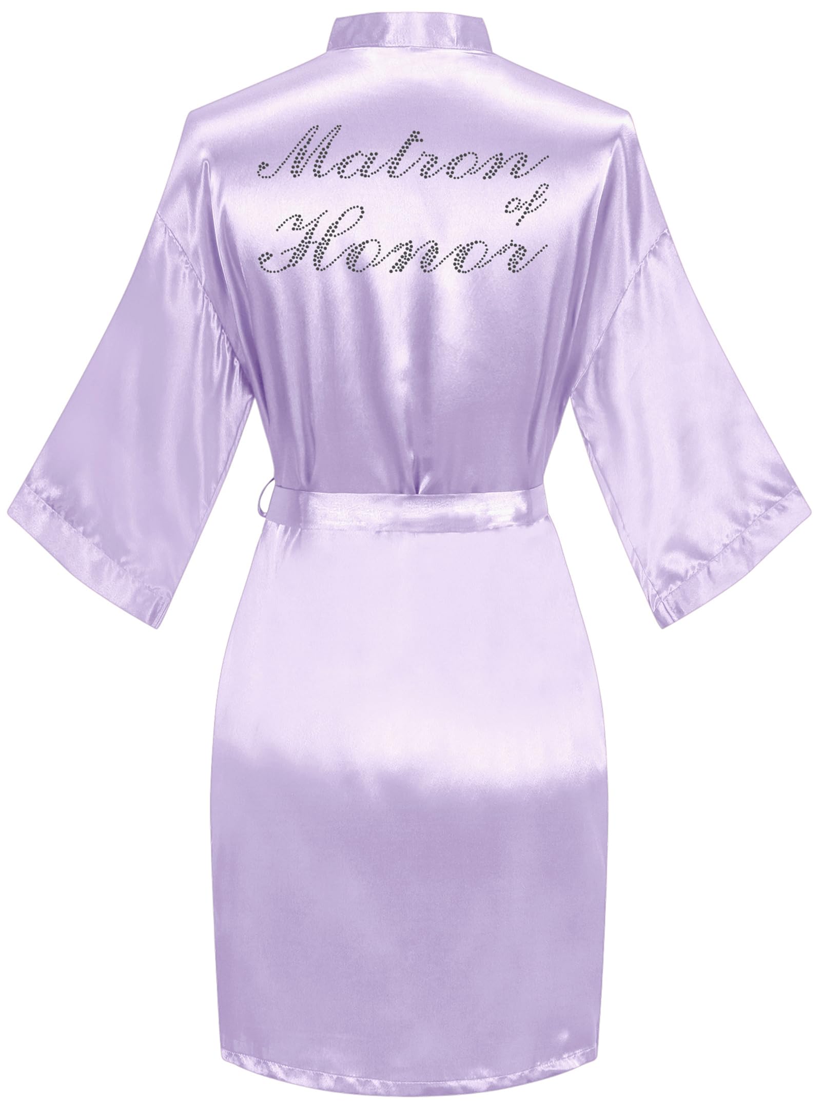 goodmansam Women's Silky Robes One Size Silver Rhinestones Bride Bridesmaid Sleepwear for Wedding Party Getting Ready