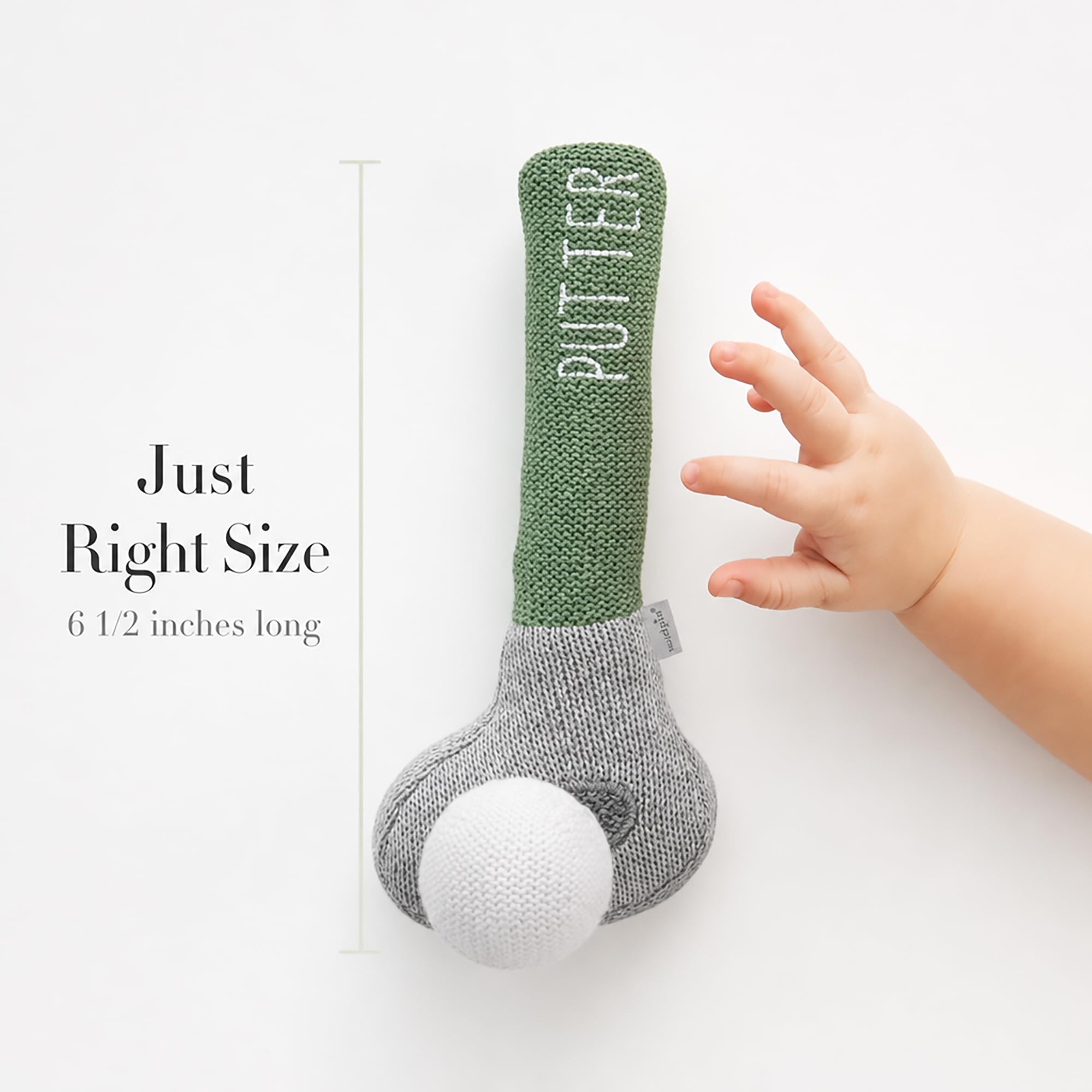 Mud Pie Children's Goft Knit Rattle, Green Putter Club