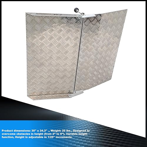 Miniatura 8 de WORHAN Rampa de umbral para silla de ruedas, plataforma de carga de aluminio rígido, altura variable, superficie antideslizante, 662 libras, puente