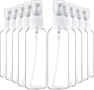 Youngever 10 Pack Plastic Spray Bottles 4 Ounce, Refillable Plastic Spray Bottles with Lids, Clear Empty Fine Mist Plastic Mini Travel Bottles