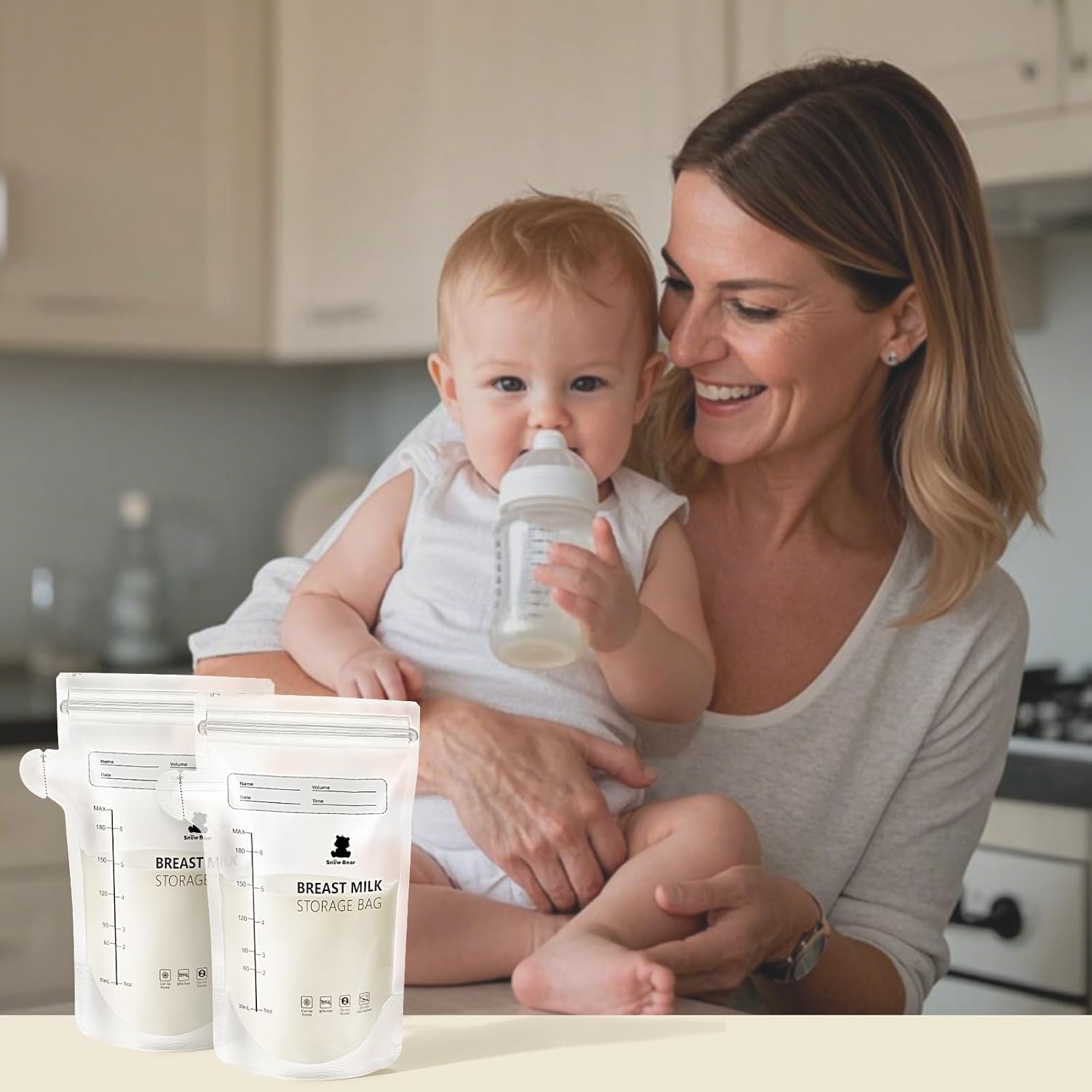 Snow Bear Breastmilk Storage Bag, 6oz Breast Milk Storage Bags for Freezer, 120 Count Milk Bags for Breastmilk - Image 2