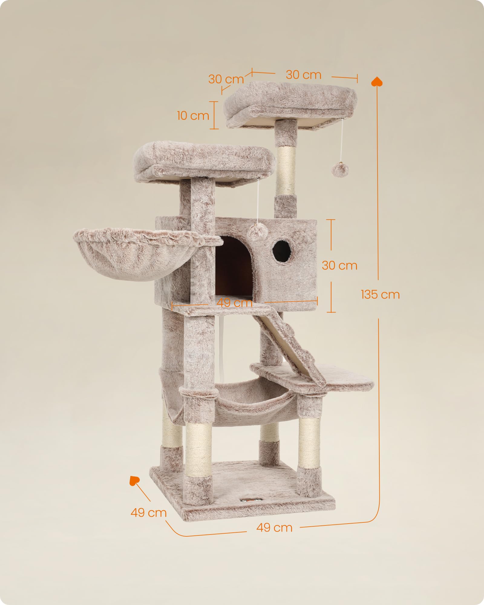 Feandrea Arbre à Chat, Tour de Jeux, Grand, Doux, Marron et Blanc Ombré PCT162M01