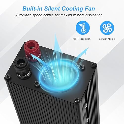 Miniatura 4 de Inversor de corriente de 500 W - Inversor de corriente de 12 V a 110 V para vehículos y automóvil, inversor de corriente con 2 x 2.4 A USB1xQC 3.01