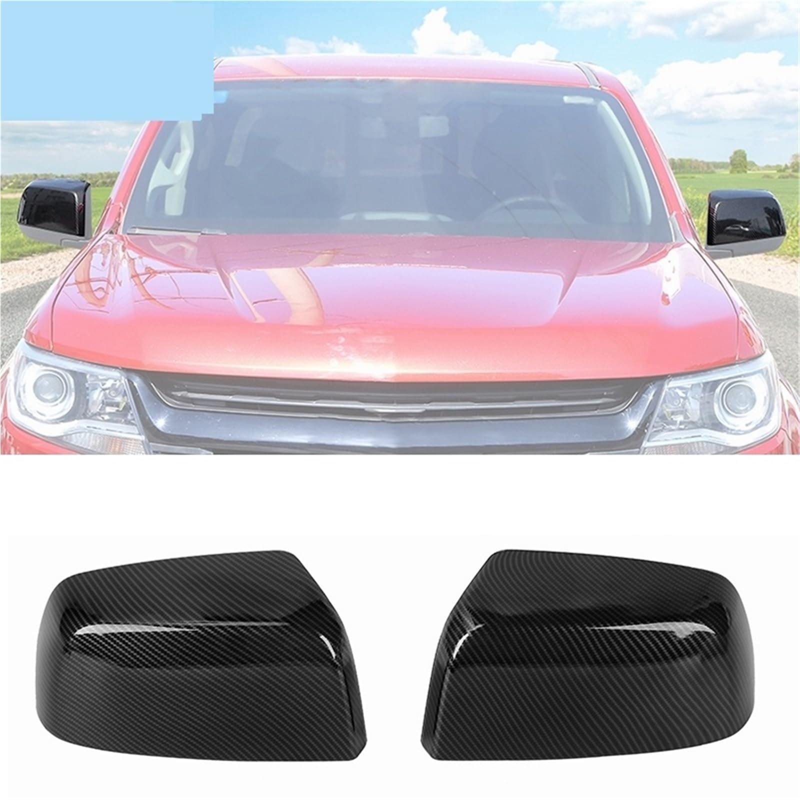 Rückspiegel Abdeckung Für Chevrolet Für Colorado Für Canyon | 2014-2022 Carbon Grain Auto Rückspiegel Dekoration Shell Cover(Chrome)