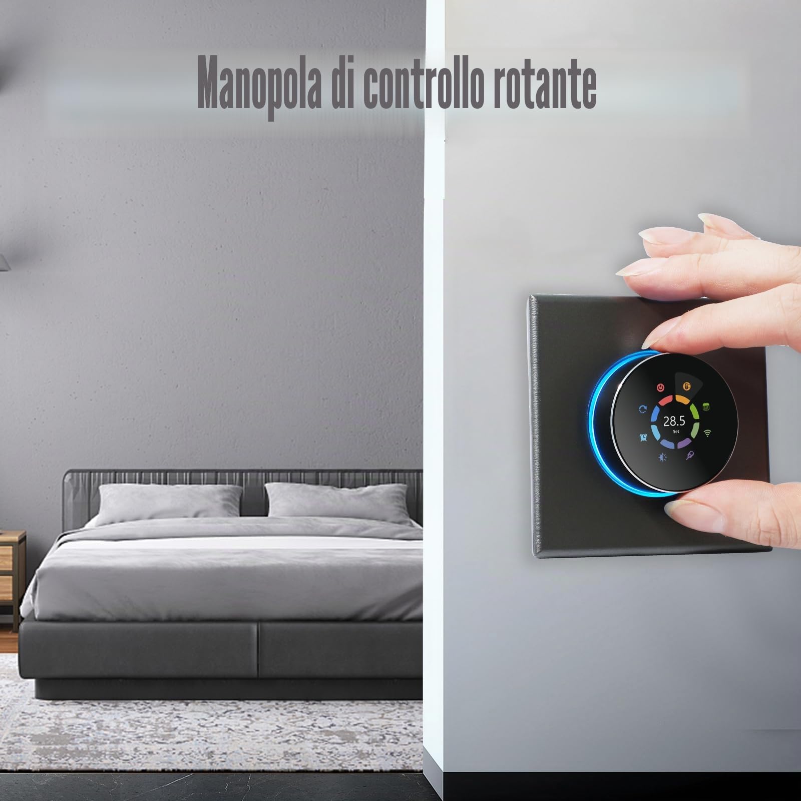 Termostato WiFi per Caldaia a Gas,Intelligente Termostato Controllo Pulsanti Programmabile Settimanale/App Mobile/Controllo Vocale Compatibile con Alexa/Google Home-Nero