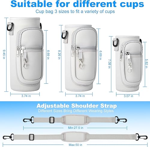 Miniatura 2 de RRegeny Soporte para botella de agua con correa para Hydroflask de 32 oz 40 onzas con bolsillo para teléfono, funda para botella de agua para