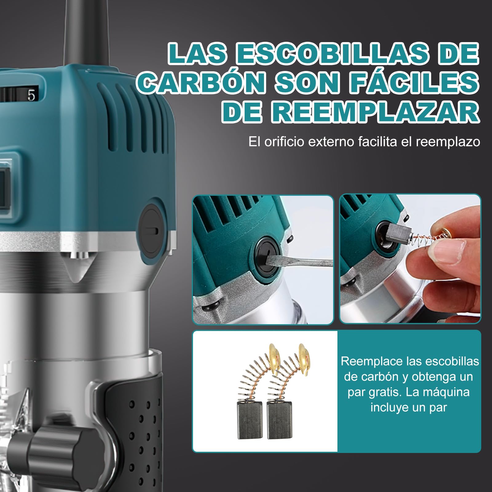 Fresadora Para Madera Compacta, 6,35 Mm Fresadora De Cantos De Mano Portátil, 800W 28000Rpm Fresadoras Eléctrica Para Madera Enrutador De Palma Eléctrico Con 15 Fresas