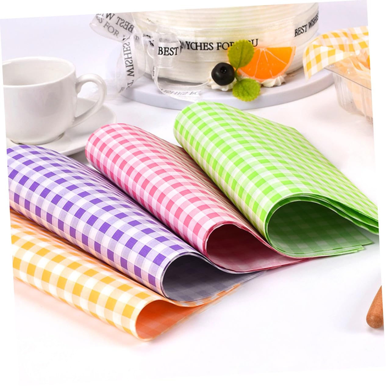 Papel para Hornear Antigrasa Impresión a Cuadros, 400 Piezas de Papel de Pulpa de Madera Resistente para Envolver Sándwiches y Galletas en Food Trucks y Catering