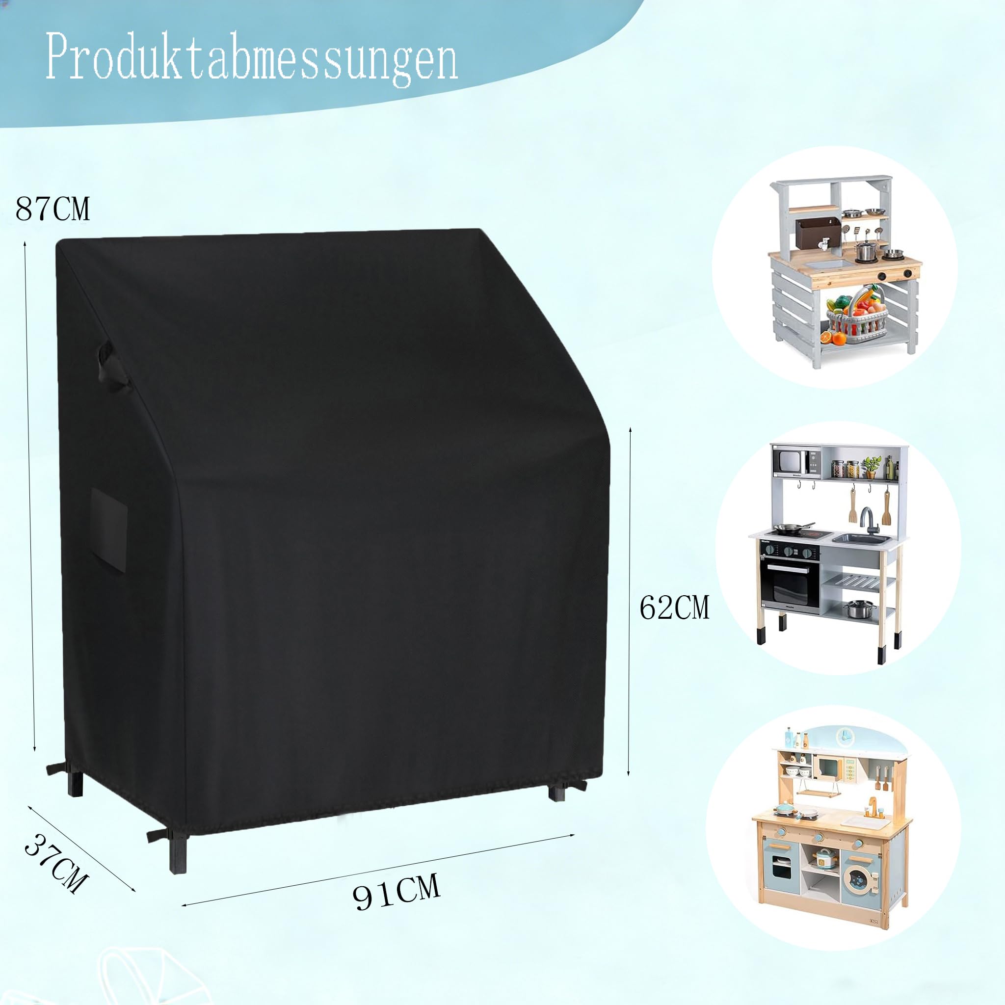 Wodoodporny pokrowiec na grilla z tkaniny 420D, trwały i odporny na promieniowanie UV, odporny na warunki atmosferyczne, do kuchni dziecięcej (91 x 37 x 87 cm) – wytrzymały pokrowiec na grilla