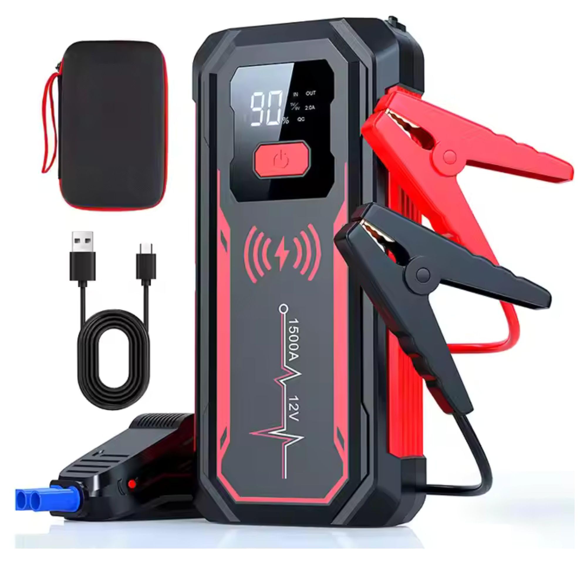 Car Jump Starter Battery 12V- 20000mAh Portable Booster Power Pack with 1000Amp Peak, LED Flashlight, Power Bank, SOS Function, Suitable for Gas/Diesel Vehicles, Camping, Off-Roading, and Emergencies
