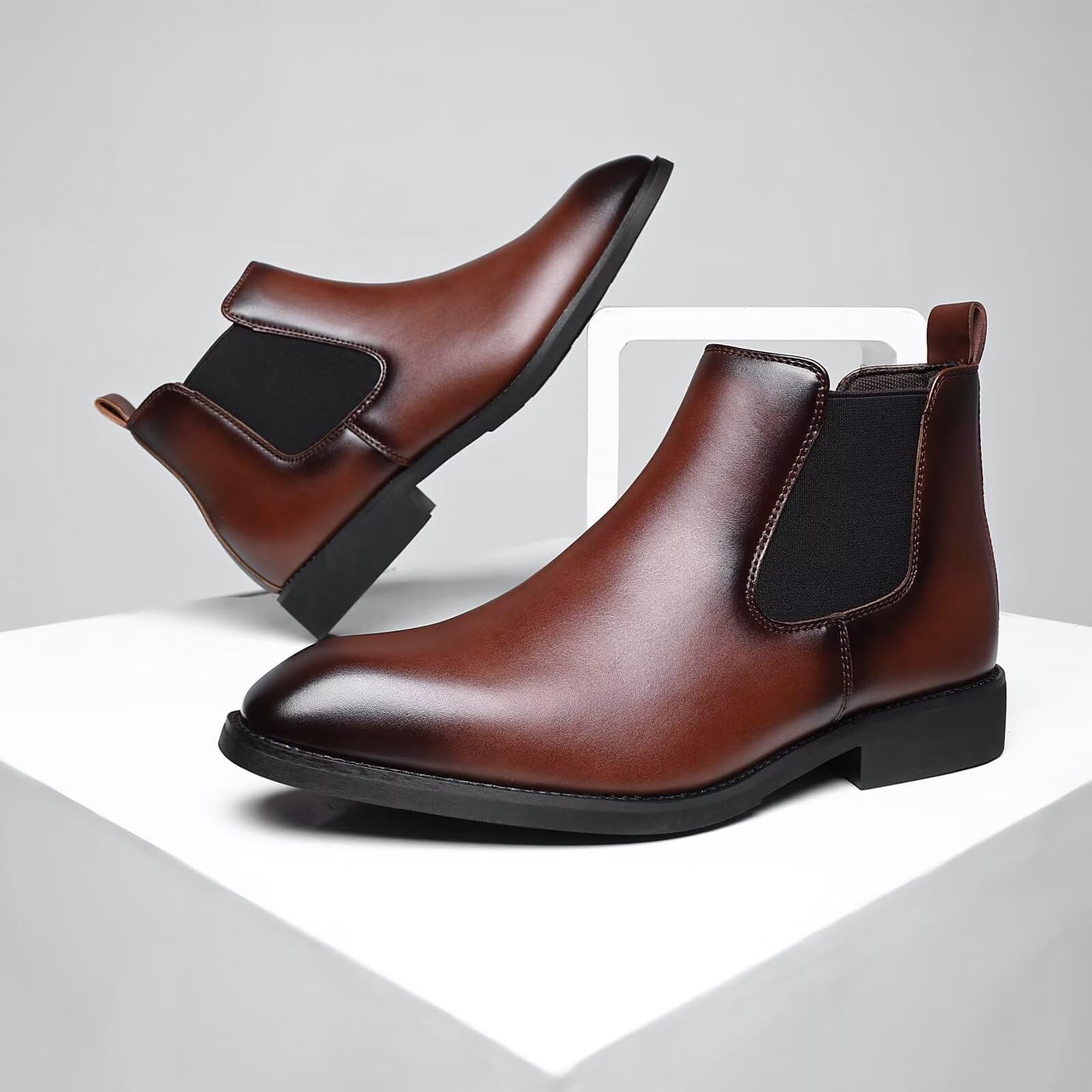 SANNAX Herren Chelsea Stiefel Boots Stiefeletten Business Formelle Mokassins Abendschuhe Formal