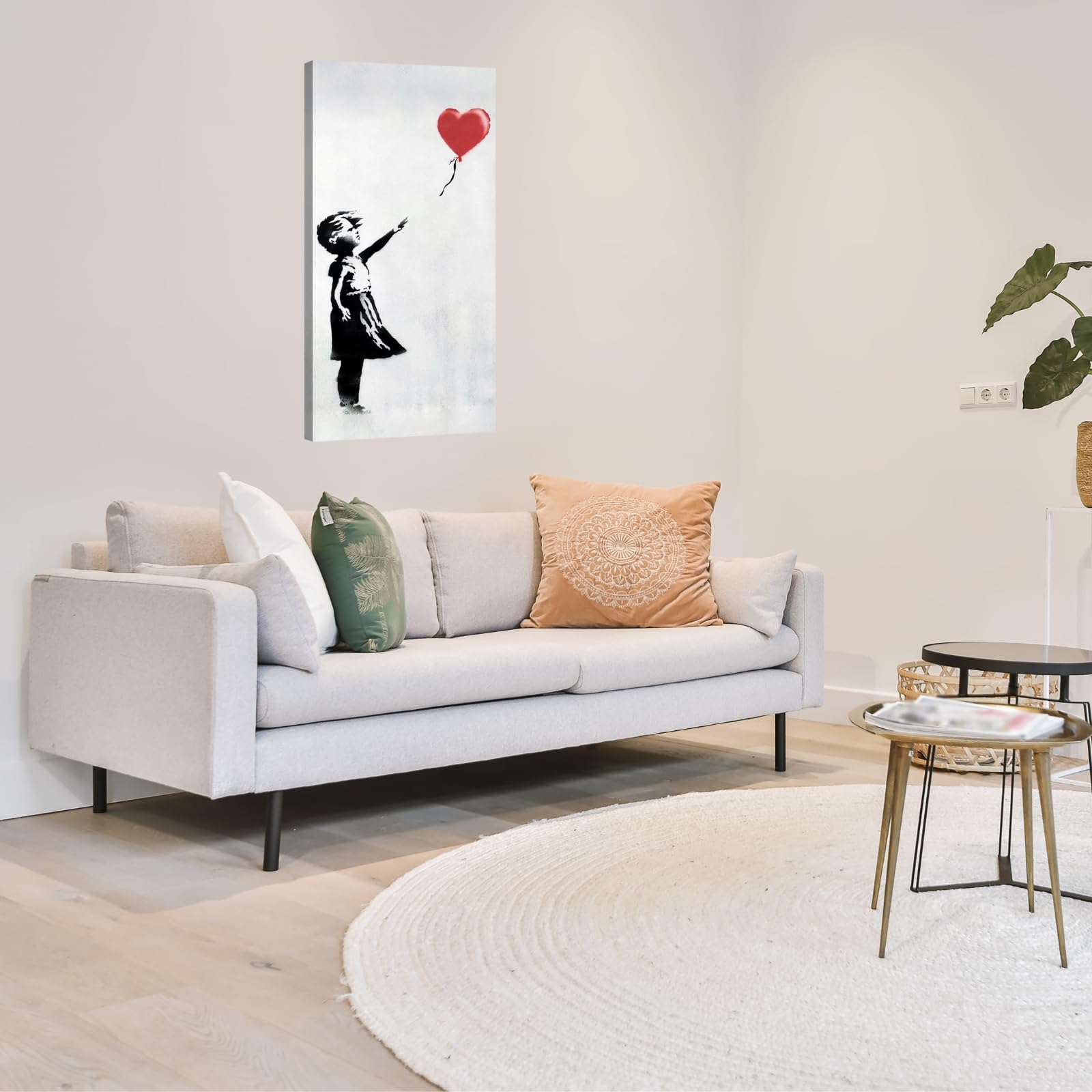 canvashop Quadri Moderni Banksy Bambina Con Palloncino 60x30 cm Verticale Quadro Su Tela Canvas Stampe Da Parete Soggiorno Bansky Ragazza Balloon Girl Street Art pop art