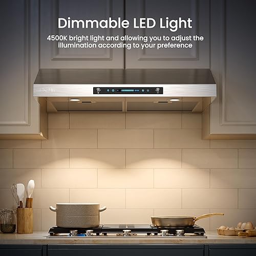 Miniatura 4 de HisoHu Campana extractora de 36 pulgadas para debajo del gabinete con conductos, 1200 CFM, 4 velocidades, detección de gestos para cocina, campana