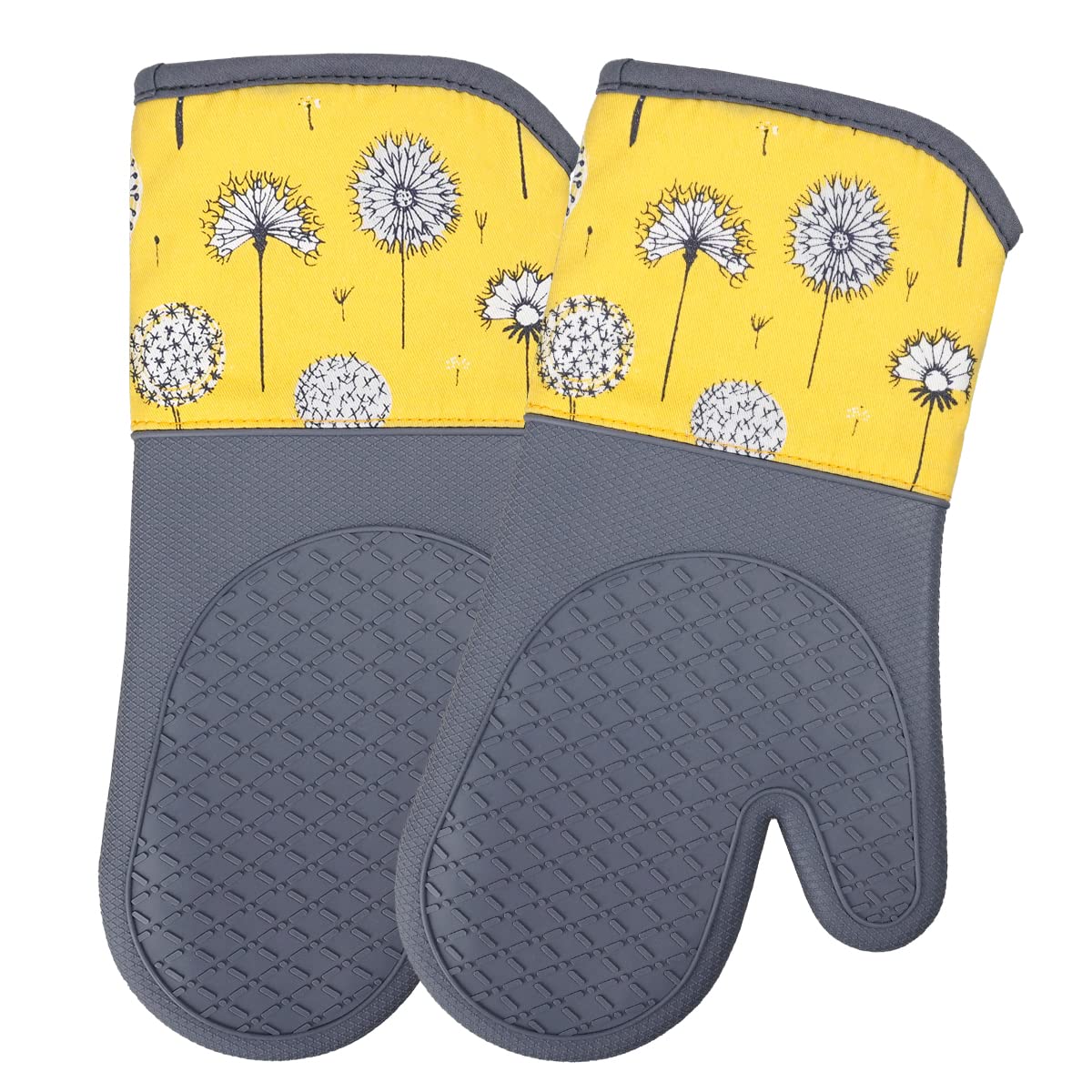 Sixsigma Sports Retro Meadow Heat Resistant Oven Gloves – Bbq Gloves & Fireproof Oven Mitts With Fingers – Silicone, Kevlar & Cotton Options For Cooking, Baking, Pizza, Wood Burners – Double & Pair Sets (Retro Meadow)