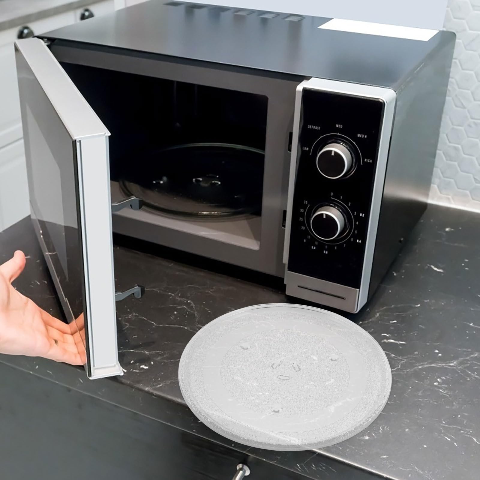 Plato giratorio para microondas: bandeja de repuesto de vidrio para microondas compatible con Samsung - Plato giratorio de 28,8 cm resistente al calor