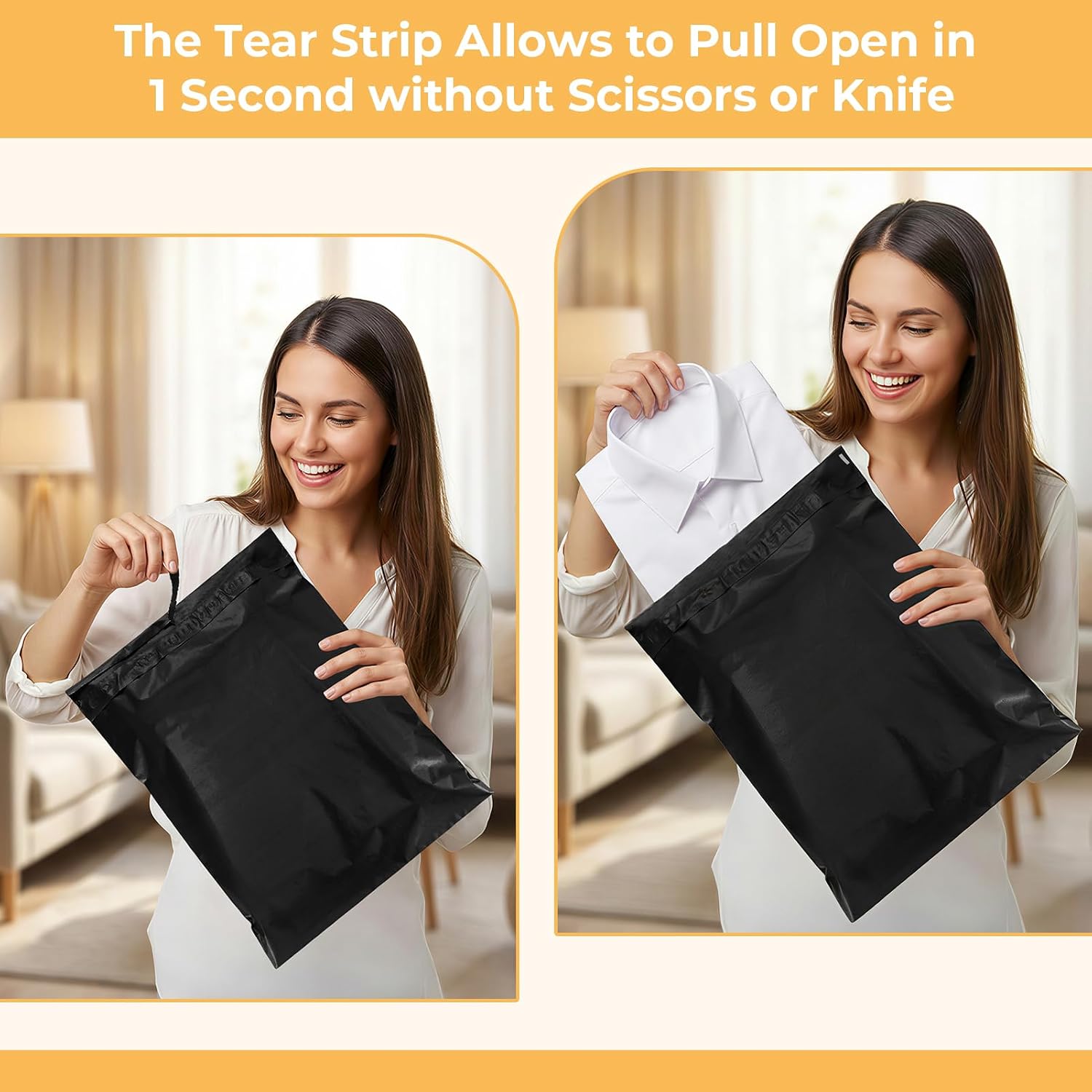 Metronic Poly Mailers 14.5x19 700Pcs, Shipping Bags for Clothes with Strong Adhesive and Tear Strip, Large Mailers Poly Bags Shipping Envelopes Bulk for Business Packing, Easy to Seal and Open, Black