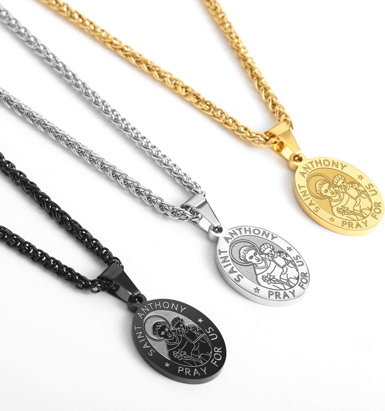 Zocomi Catholic First Communion/Confirmation Gifts for Boys Men,Saint Christopher/Michael/Anthony/Jude/Joseph Medal Necklace，Oval Saint Patron Medal Religious Amulet Gifts - Image 6