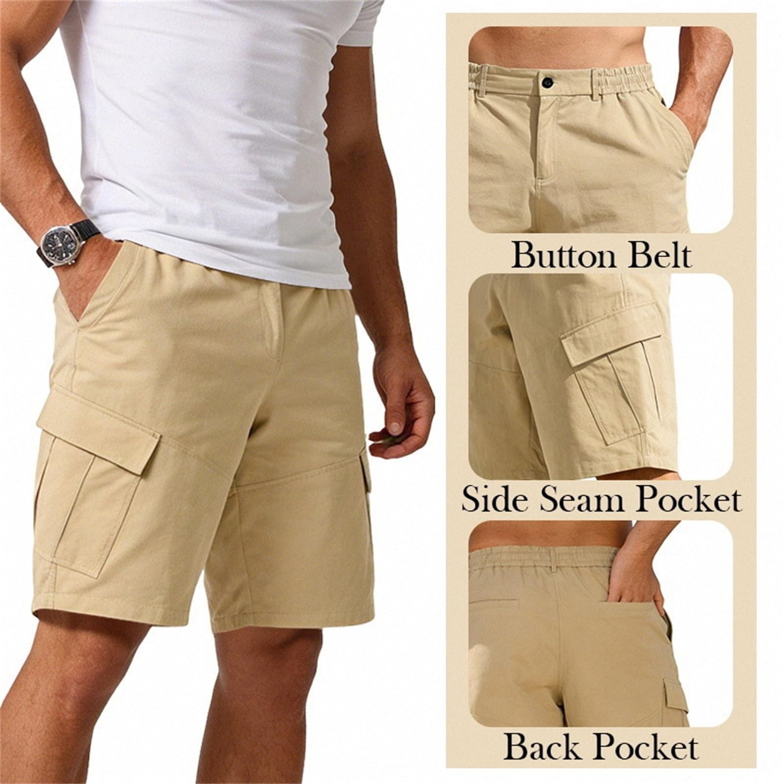 Generisch Wanderhose Herren Kurze Schnelltrocknend Outdoor Shorts Sommer Atmungsaktiv Cargo Shorts Sommershorts Leicht Sweatshorts Bequem Strandshorts Herren Trekking Wandershorts mit Taschen