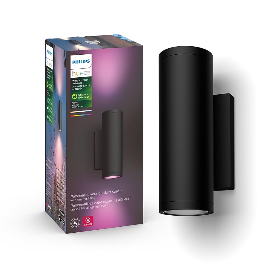 Philips Hue Appear Outdoor Smart Wall Light, Black - White