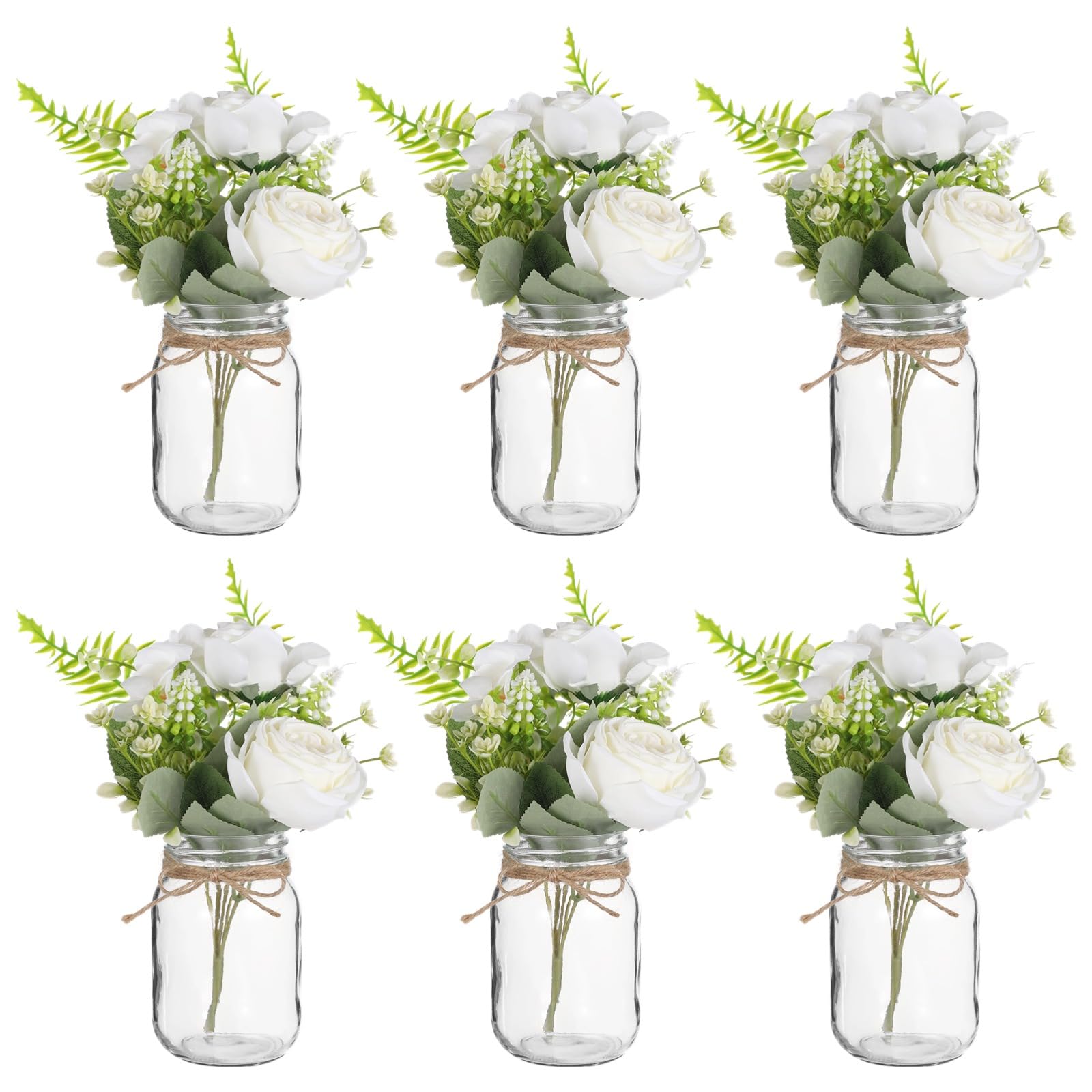 Bocaux Mason Jar en verre de qualité supérieure avec fleurs et corde de jute