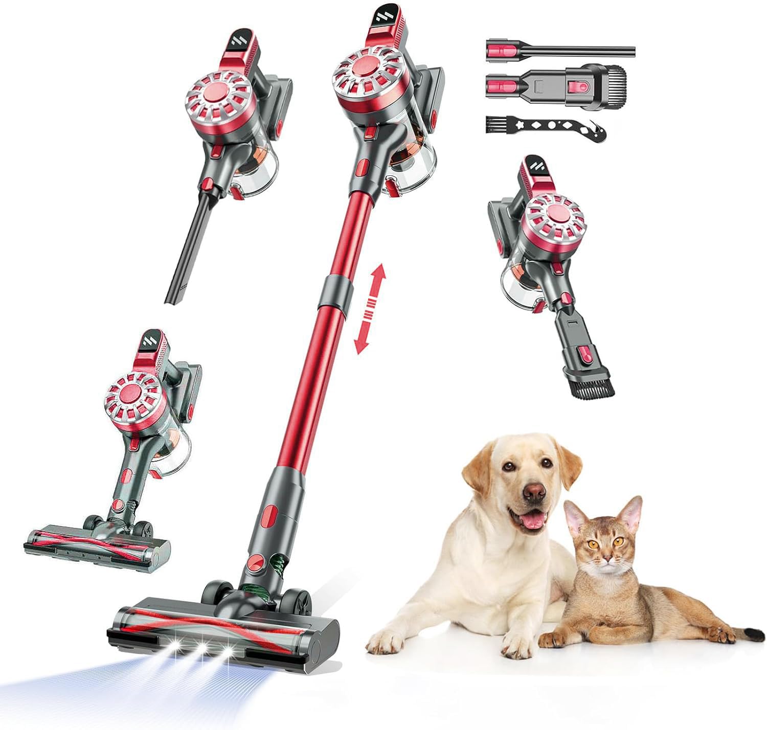 Lightweight Stick Vacuum Cordless Rechargeable with Power Suction Up to 35 Mins Runtime Hardwood Floor Vacuum for Pet