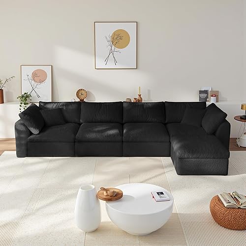 Miniatura 27 de Cloud - Sofás seccionales para sala de estar, sofá convertible con otomana, sofá modular con asiento profundo, no requiere montaje con almohadas