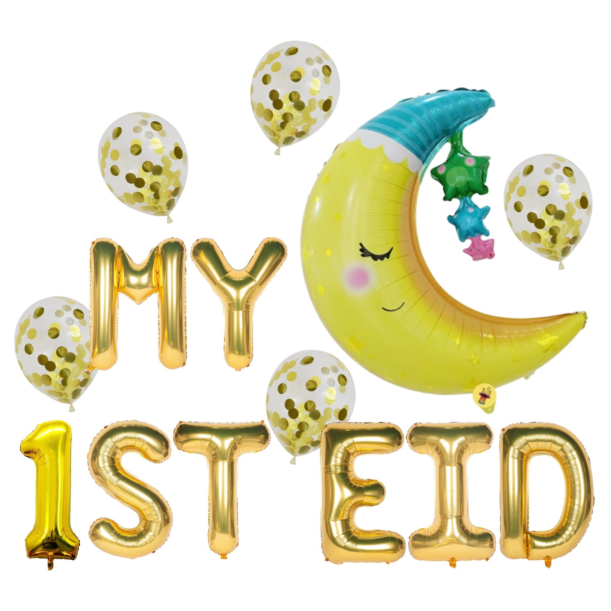 EID MUBARAK Text Foil Balloons for Eid Celebration and Eid Iftar Parties (My 1st Eid)