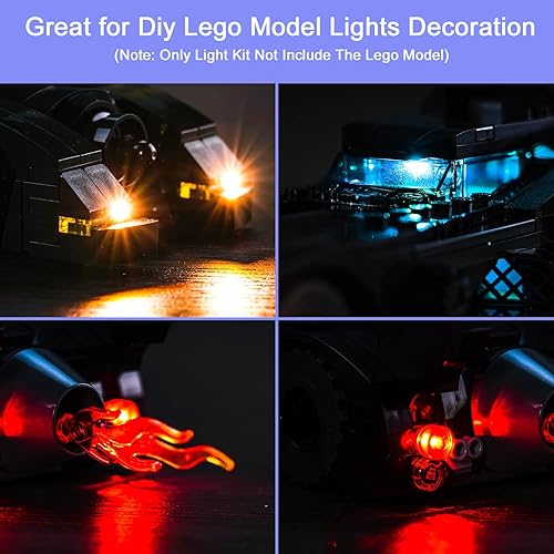 Miniatura 2 de Kit de luces LED mejorado compatible con Lego DC Batmobile vs. The Joker Chase, decoración de luces compatible con Lego 76224 (modelo no incluido)