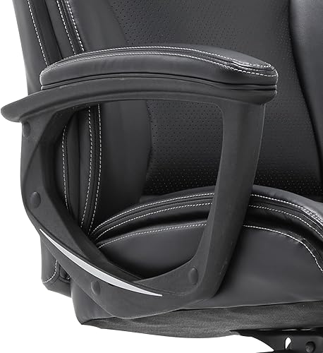 Miniatura 6 de Serta Silla ejecutiva de oficina con respaldo alto con soporte lumbar ergonómica tapizada diseño giratorio apto para juegos cuero adherido negro