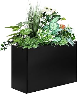 Heavy Duty Steel Raised Planter Box 30”x12”x24 with Adjustable Shelf - Rust-Resistant Large Indoor/Outdoor Garden Container, 6 Drainage Holes, Reinforced Metal for Patio, Balcony, Deck