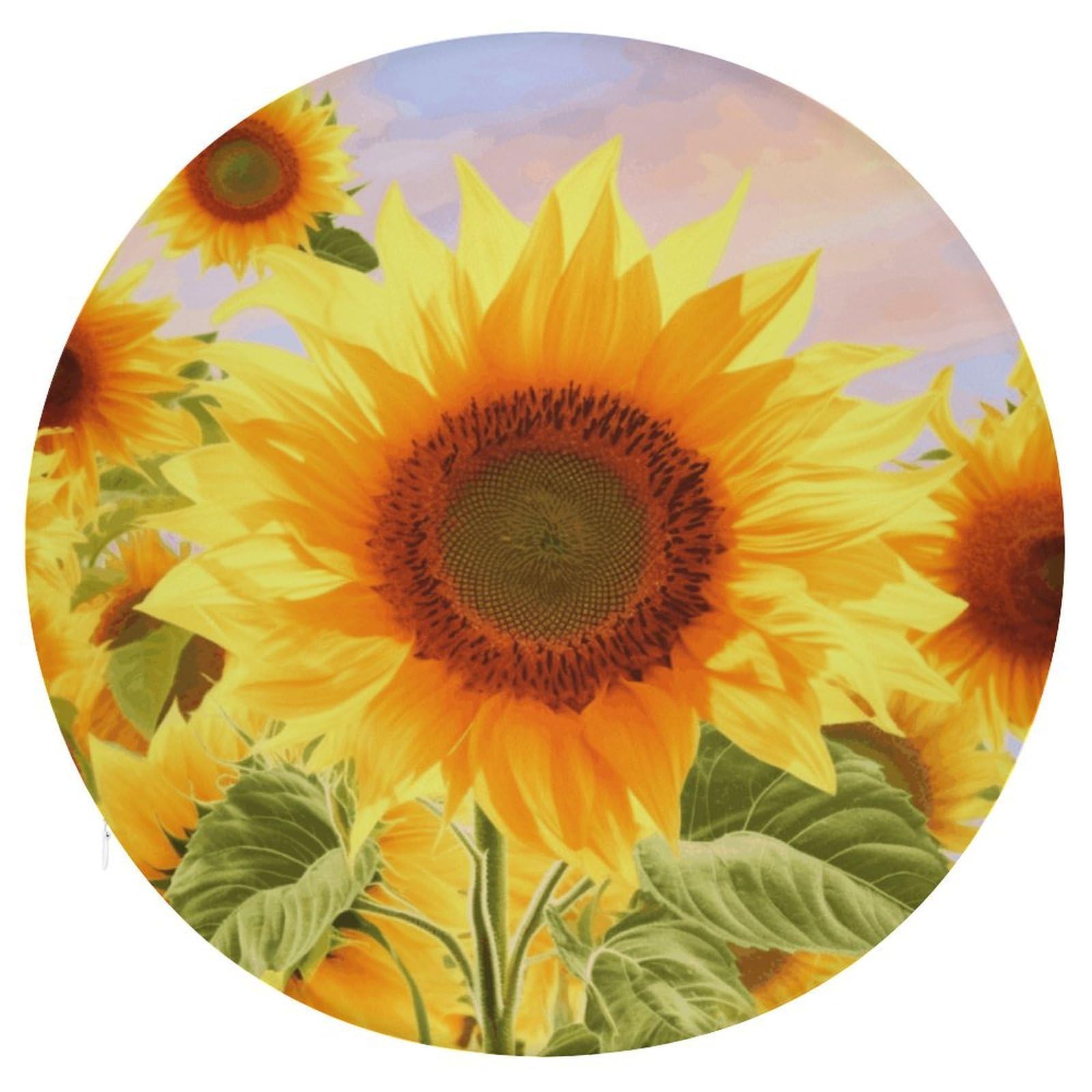 Wsoihfec Style Beautiful Sunflower Seat Cushion Round Chair Pad