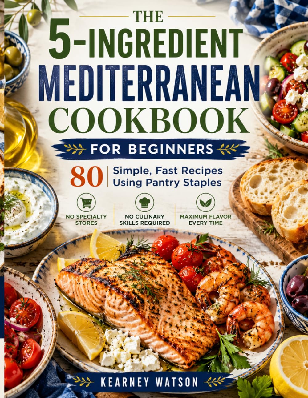 THE 5-INGREDIENT MEDITERRANEAN COOKBOOK FOR BEGINNERS: 80 Simple, Fast Recipes Using Pantry Staples No Specialty Stores, No Culinary Skills Required, Maximum Flavor Every Time.