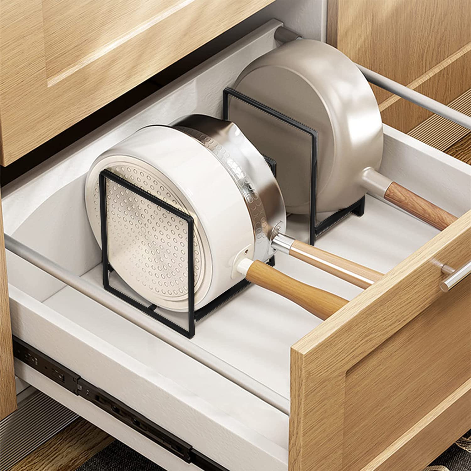 3 Pezzi Porta Piatti da Interno Mobile, Supporti per Piatti, Scolapiatti in Metallo, Multifunzione, Adatti per Armadi da Cucina, Piatti e Coperchi per Pentole