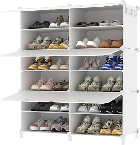Miniatura 1 de AWTATOS Zapatero, armario de almacenamiento de zapatos de 6 niveles con puerta, 32 pares de estantes organizadores de zapatos para armario, pasillo,