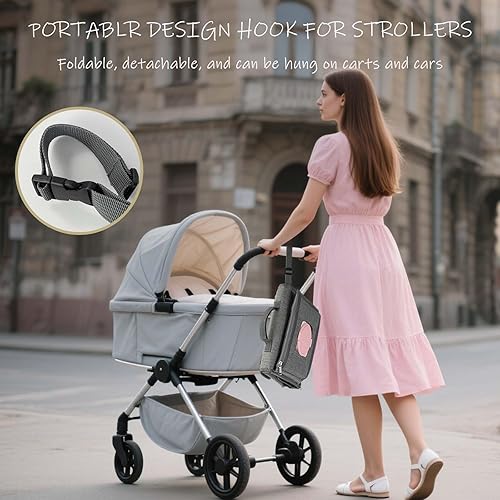 Miniatura 5 de Cambiador de pañales portátil para bebé, bolsa de viaje para cambiador de pañales para bebé con bolsillo para toallitas, cambiador portátil de