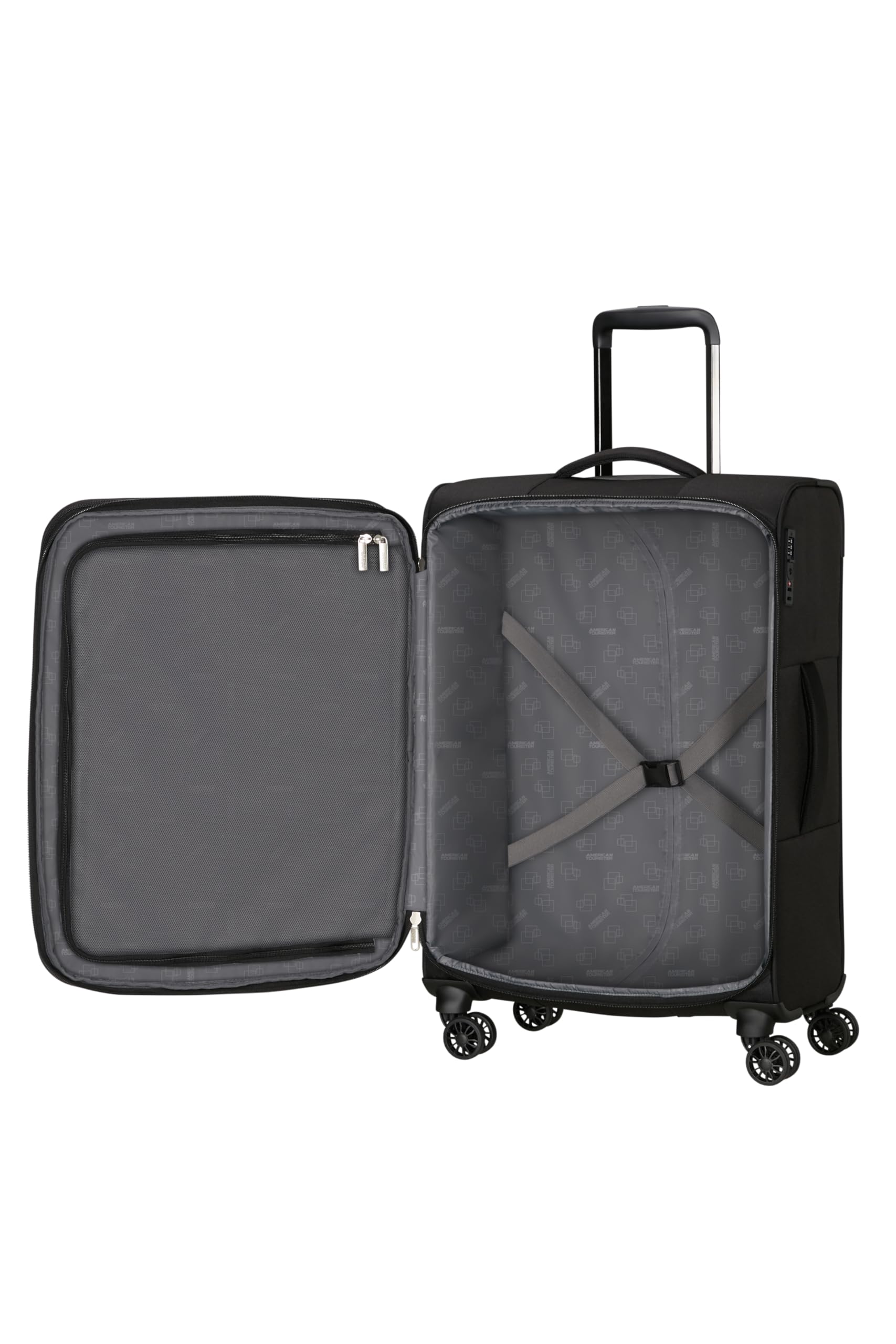 American Tourister Poproll - 3-teiliges Weichgepäck-Kofferset (Handgepäck, Mittel, Groß), Leicht - Schwarz (Black)