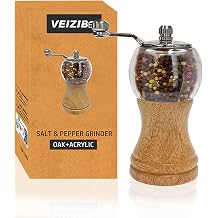 Salt and Pepper Mill Set Manual Wooden Pepper Grinder Set 5in Fresh Spice | Classical Hand Shake Wooden Pepper Grinder Set Ceramic Blades Metal Handle, Enjoy Fresh Ground Pepper