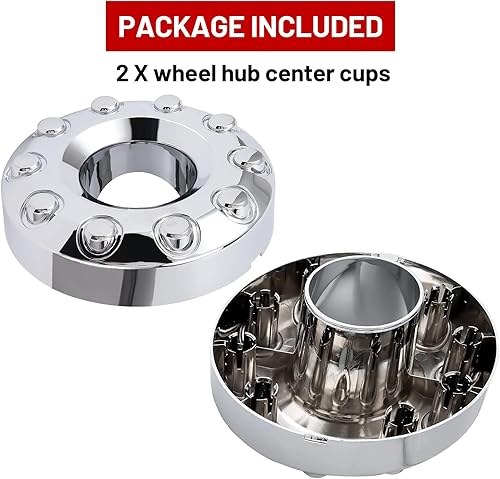 Miniatura 5 de 2 tapas centrales de 19.5 pulgadas, 10 lengüetas para rueda delantera de automóvil, compatibles con Ford F450 F550 2005-2016 Super Duty reemplazan a