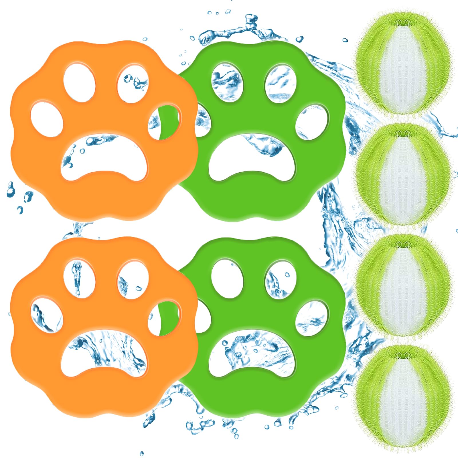 Pet Hair Remover for Laundry, 8PCS Laundry Balls Hair Catcher Washing Machine Lint Remover Reusable - Pet Fur Laundry Catcher Hair Remover for Laundry Bedding Clothes