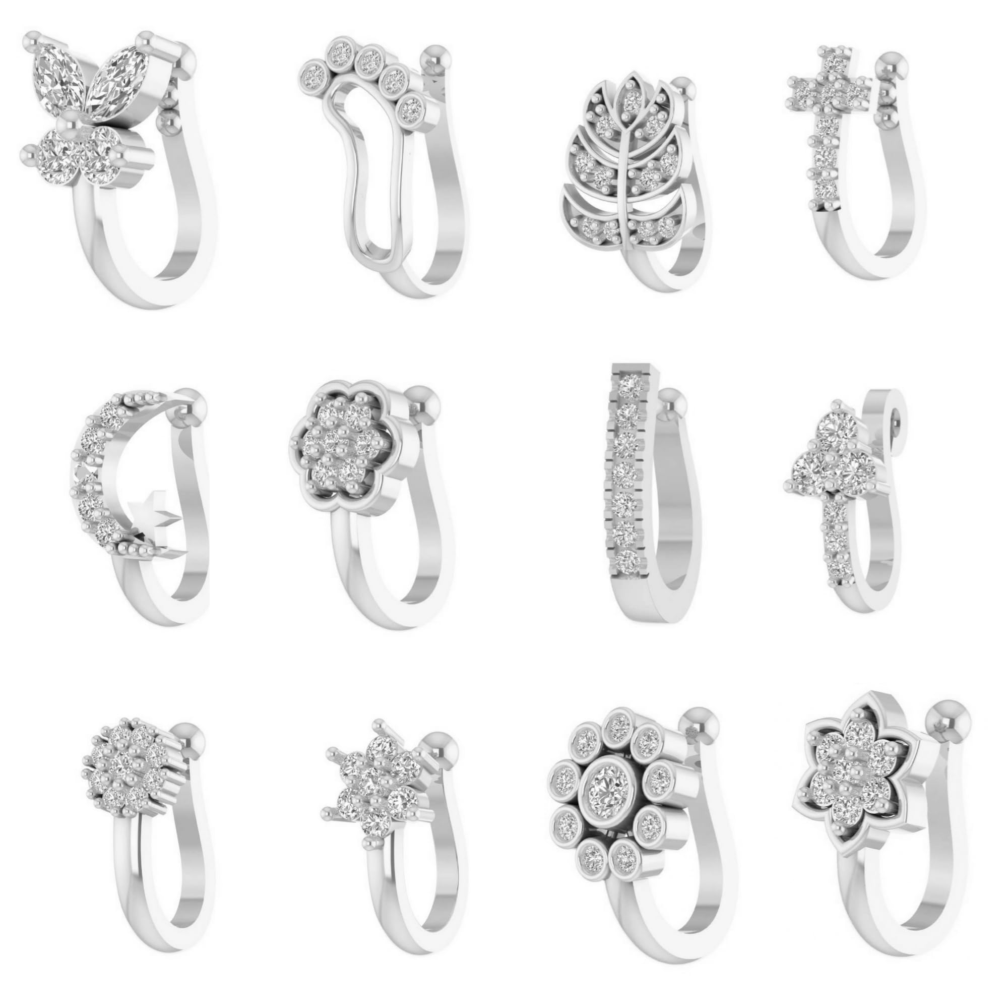 VAMA FASHIONS Traditional Clip on Nose Ring Without Piercing Pressing Type Nosepin for Women Combo - 12 Pcs (Pressing Nose Pin For Women Silver) (B0D7VX4MM5) Amazon Price History, Amazon Price Tracker