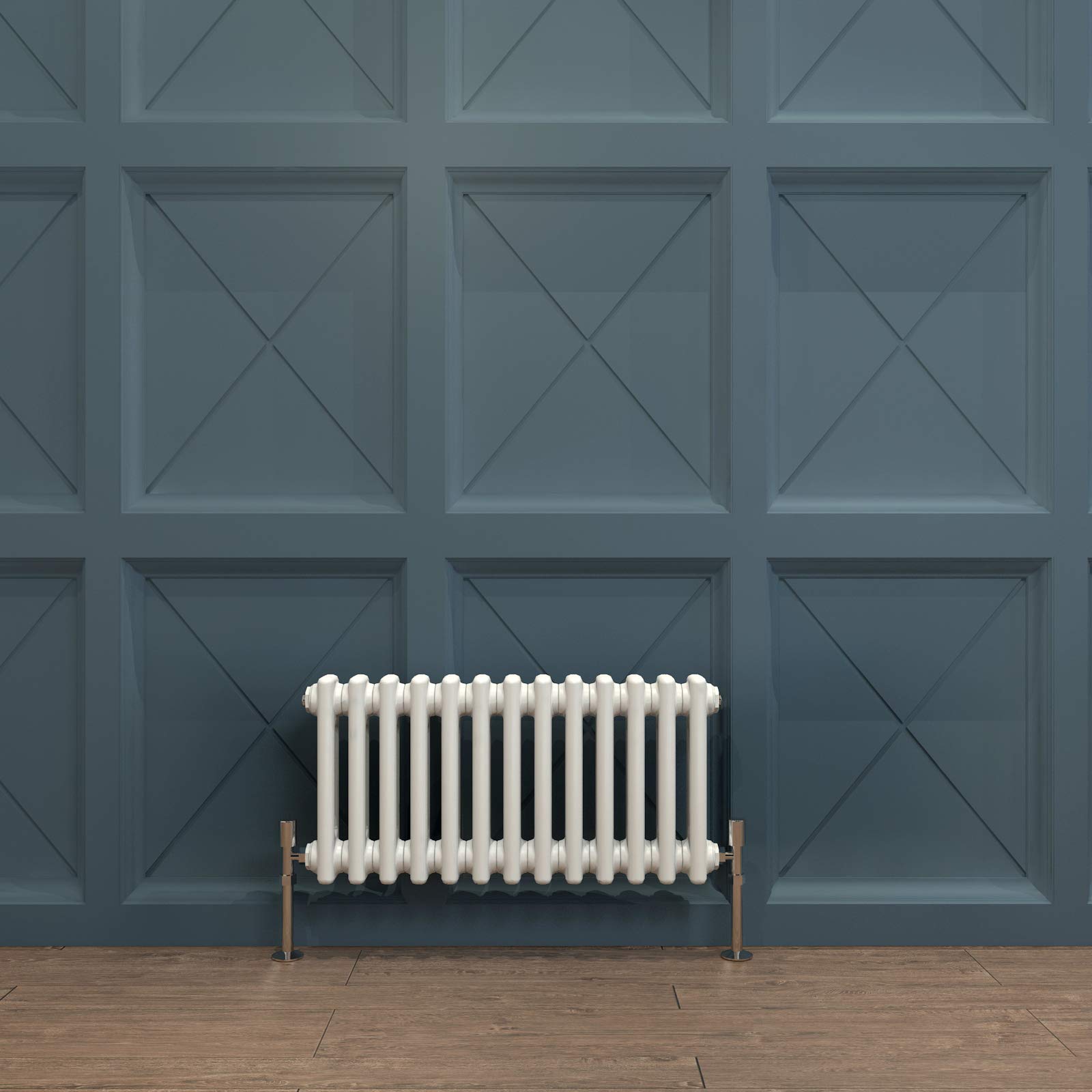 Acezanble∣2 Column Radiator, Horizontal 300mm White Wide Low Tradiontal Cast Iron Style Radiator Centre Heating for Window Hallway — image 1