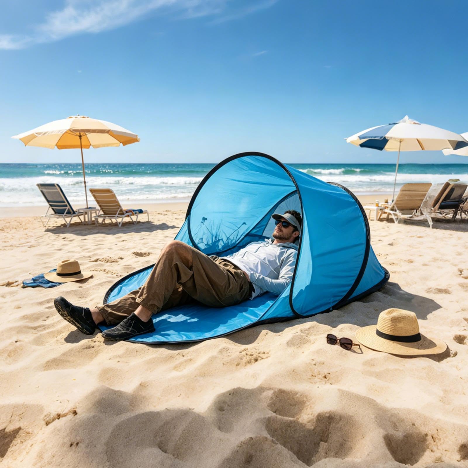 Tendalino per il viso da spiaggia - Tenda abbronzante ad ampia copertura, protezione solare portatile e traspirante, tenda pieghevole leggera, tettoia per la privacy esterna durevole | Spiaggia, bordo