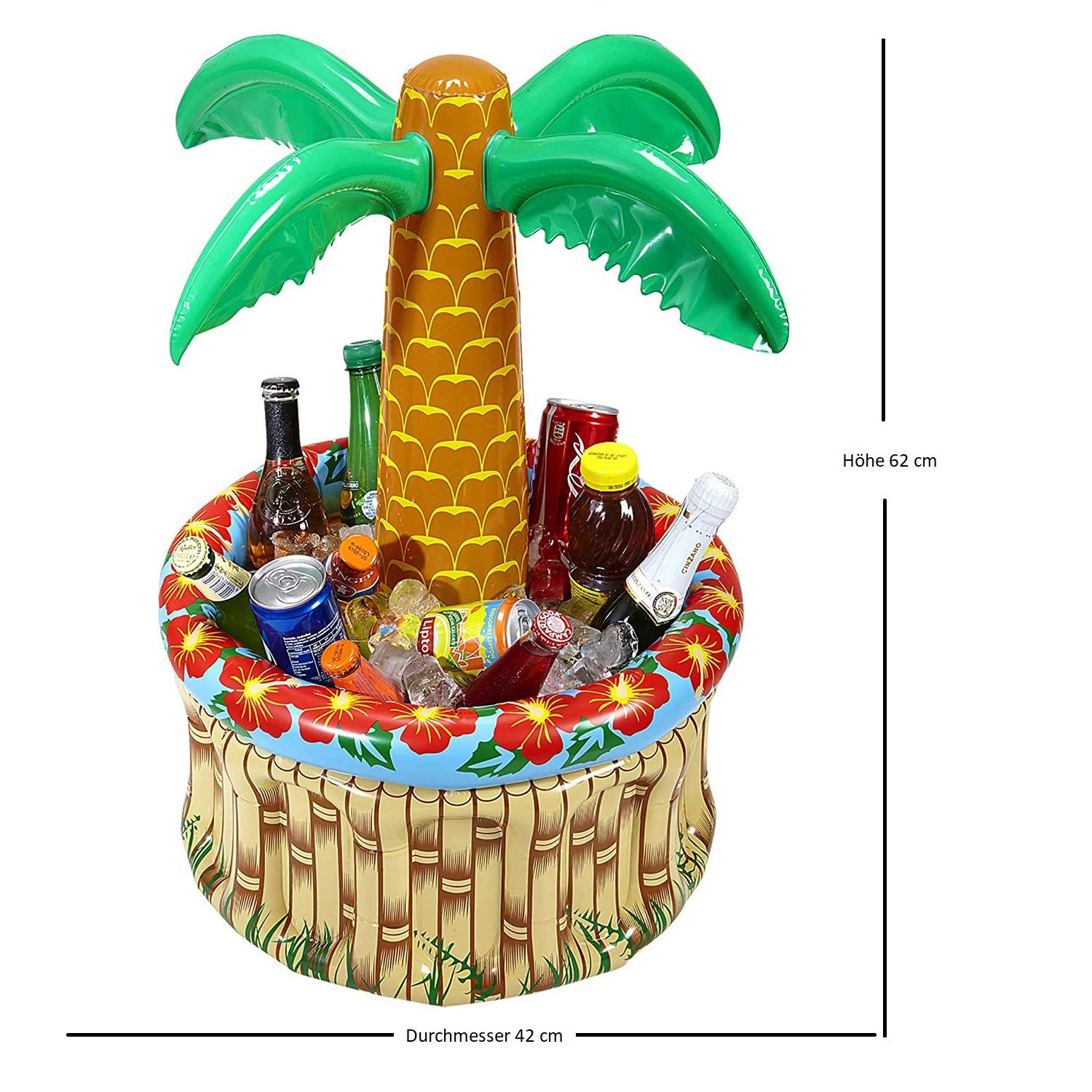 W WIDMANN MILANO Party Fashion - Palma gonfiabile con dispenser per bevande, da riempire con ghiaccio e acqua, festa in spiaggia