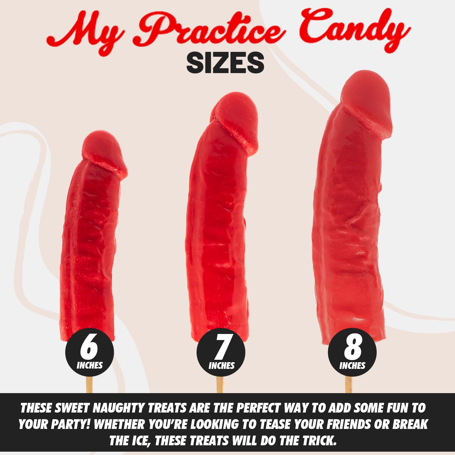 8" Cock Pop Candy Lollipop - Hilarious Bachelor and Bachelorette Party Favor Candy, Fun Adult Novelty Lollipop and Sucker - Strawberry Flavored