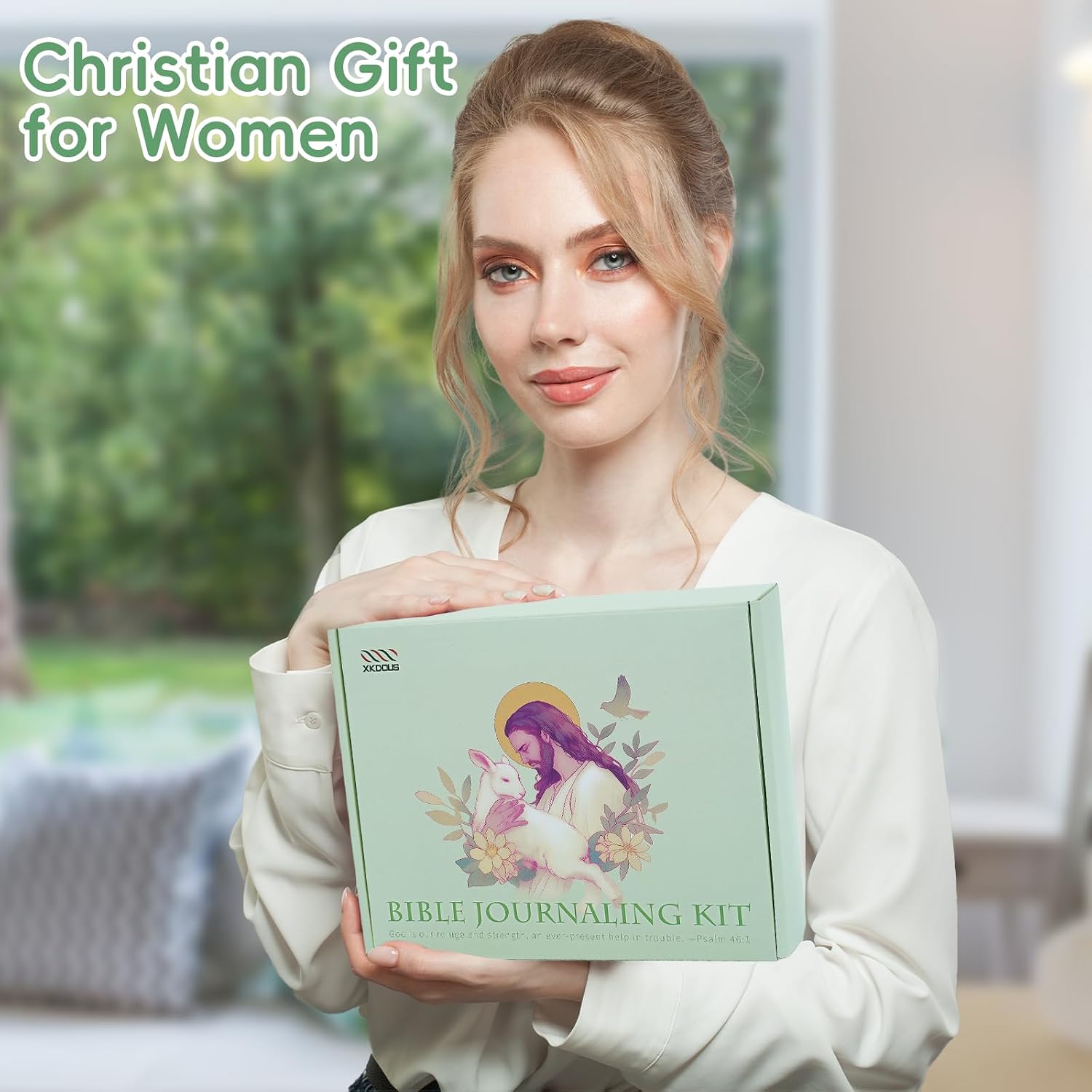 XKDOUS Bible Study Supplies Journaling Kit for Women, Bible Study Kit Journaling Supplies with Prayer Journal, Highlighters, Emergency Card, Pencil Case and More, Christian Gifts for Women, Green