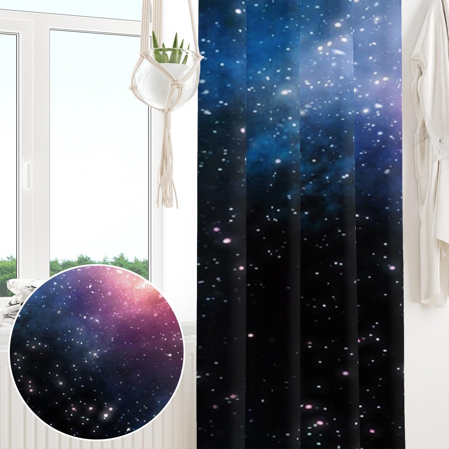 132x214cm Tenda con occhielli Galaxy per la camera dei bambini Spazio Nebulosa Sognante Cielo stellato Divisori termici Tende oscuranti per finestre Sala giochi Soggiorno,2 pannello