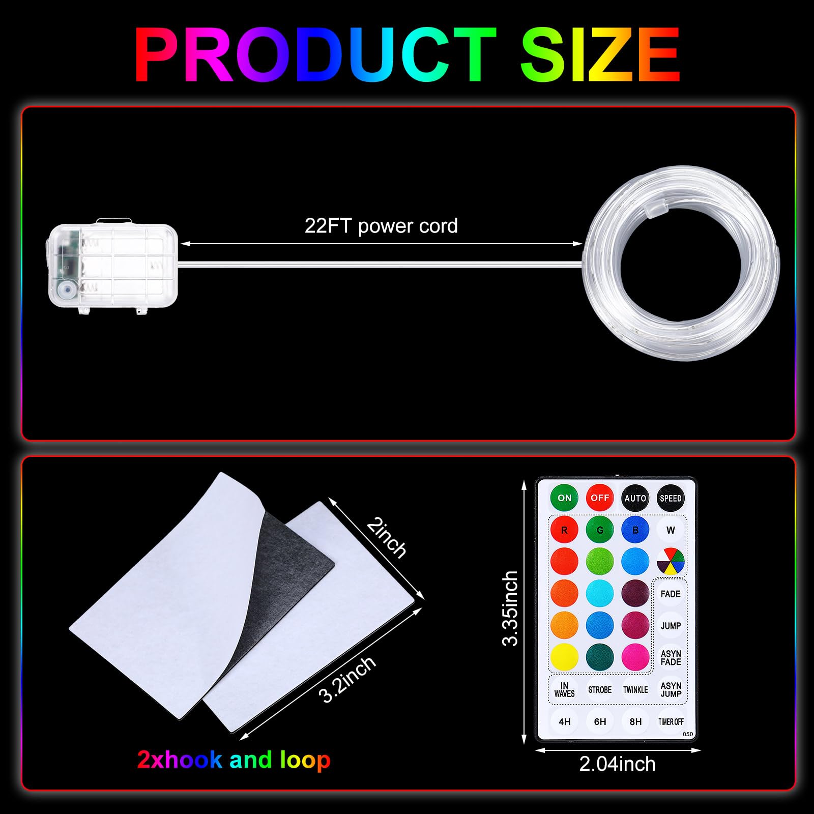 Glooglitter Kit de luces para tabla de remo de kayak de 22 pies, IP68, impermeables, luces brillantes de color SUP con control remoto, luces de kayak alimentadas por batería para kayak nocturno,